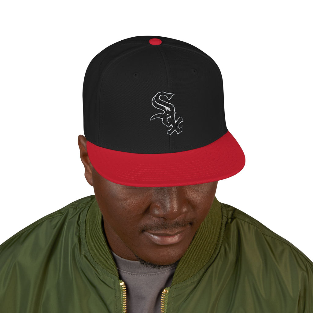 Chicago White Sox Embroidered Snapback Hat | Flat Brim Cap