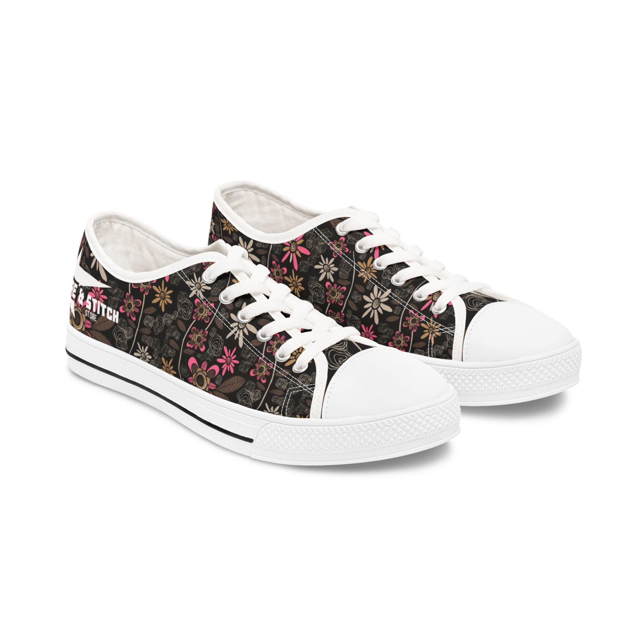 HypeandStitch Retro Floral Low-Top Sneakers