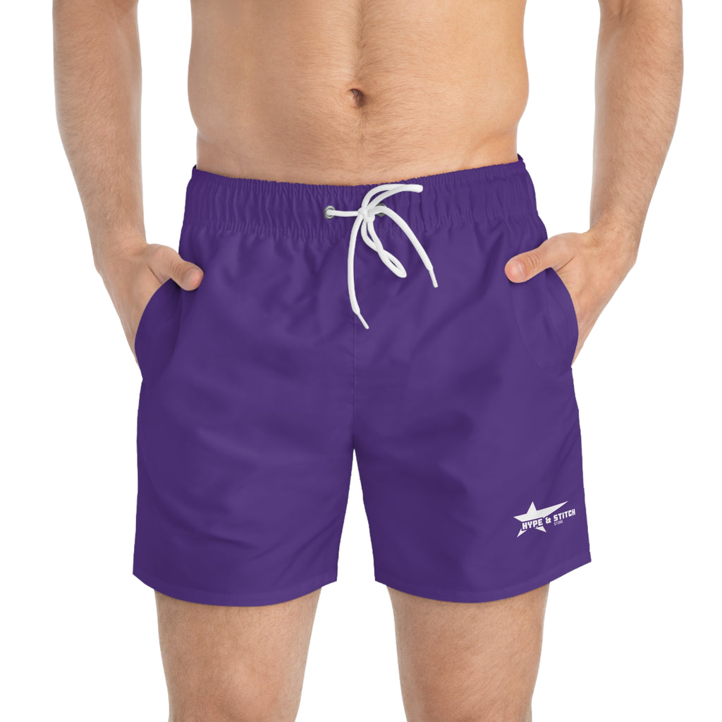 Classic Men's Swim Trunks with Pockets (Purple)
