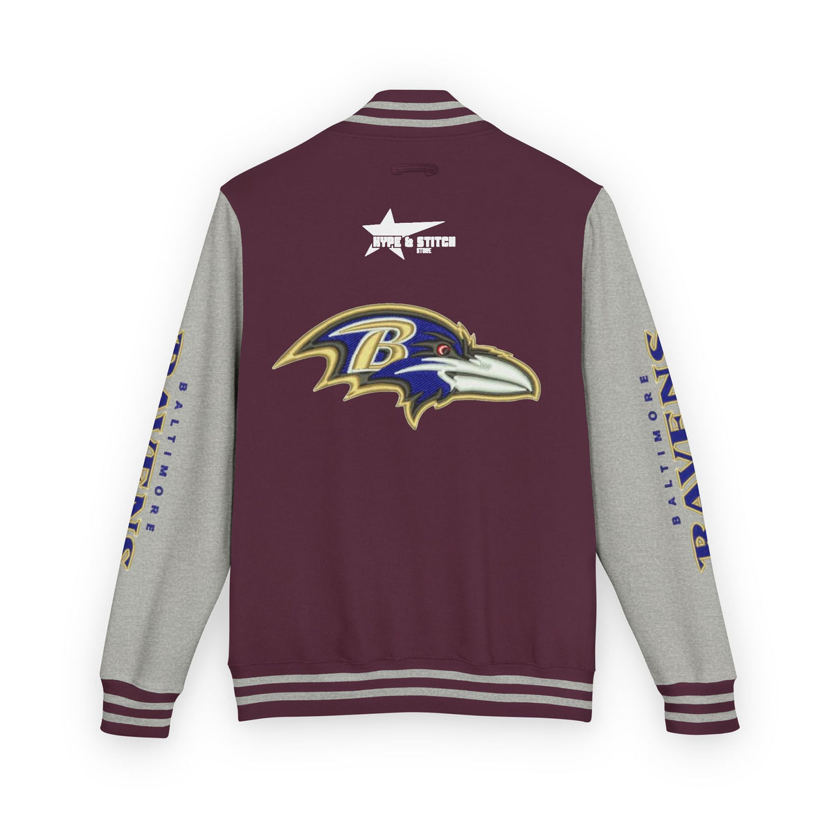 Baltimore Ravens Varsity Jacket – Unisex Letterman Jacket with Custom Sleeve Print & Team Logo