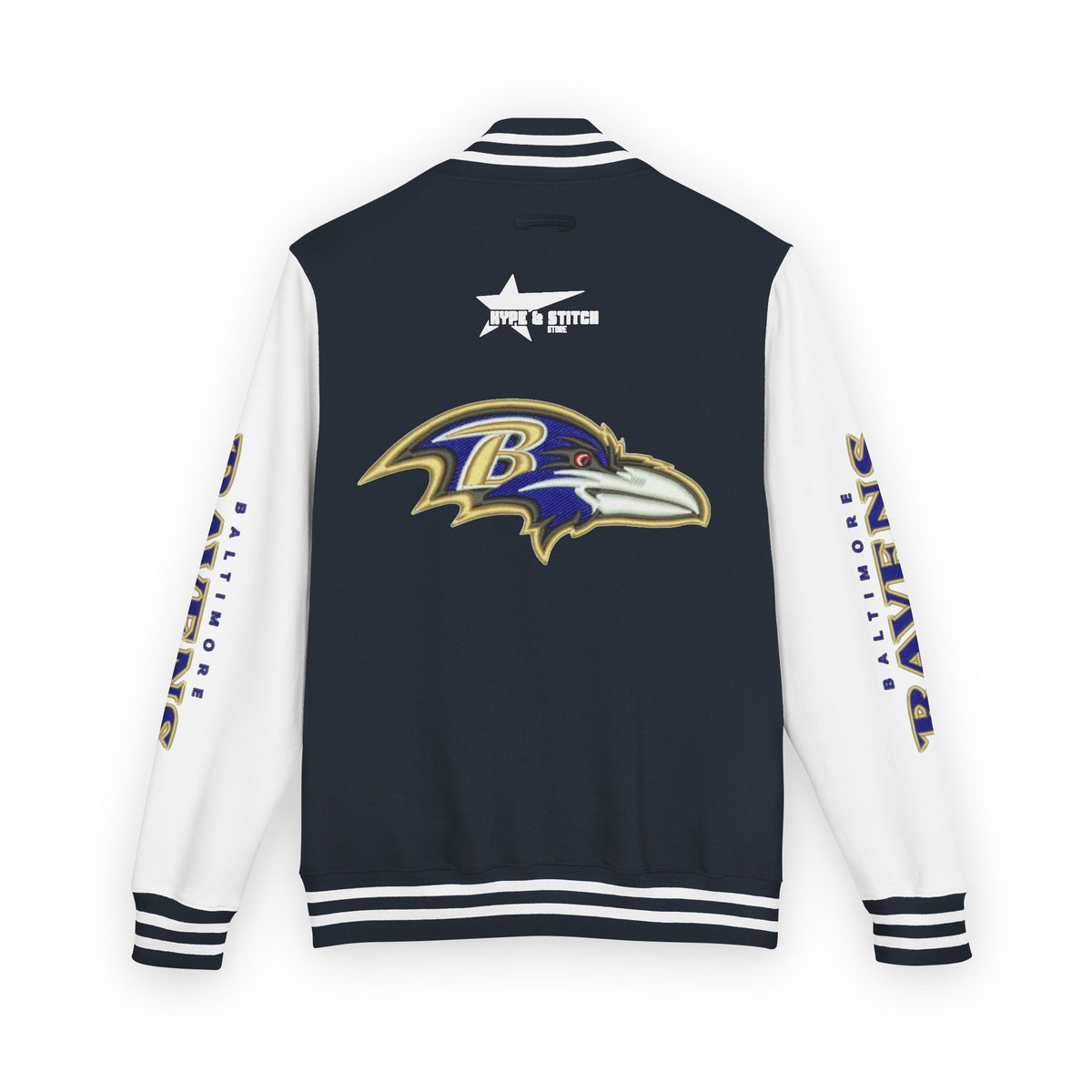 Baltimore Ravens Varsity Jacket – Unisex Letterman Jacket with Custom Sleeve Print & Team Logo