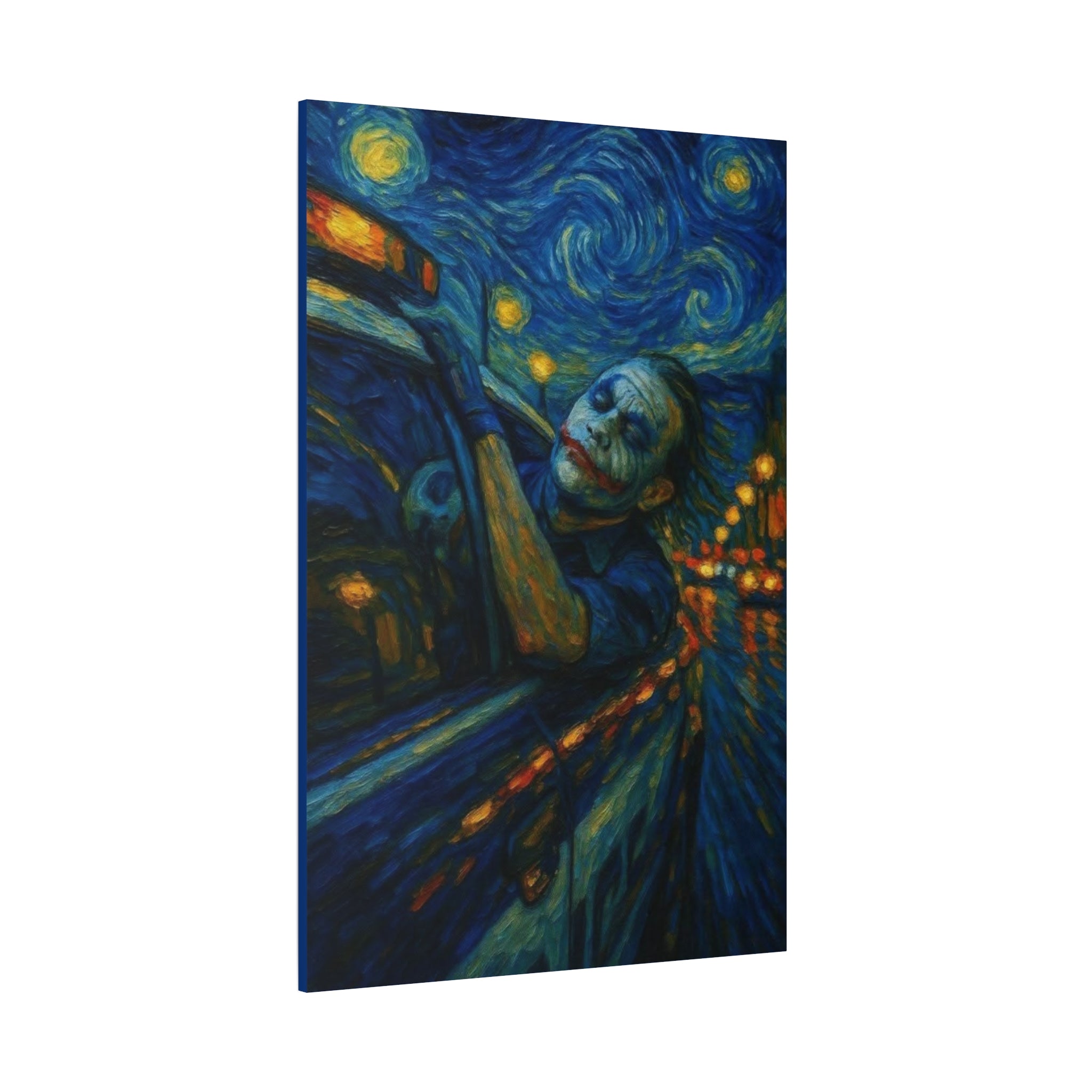 Where swirling madness meets Gotham's night, chaos finds its last laugh under the Starry Knight