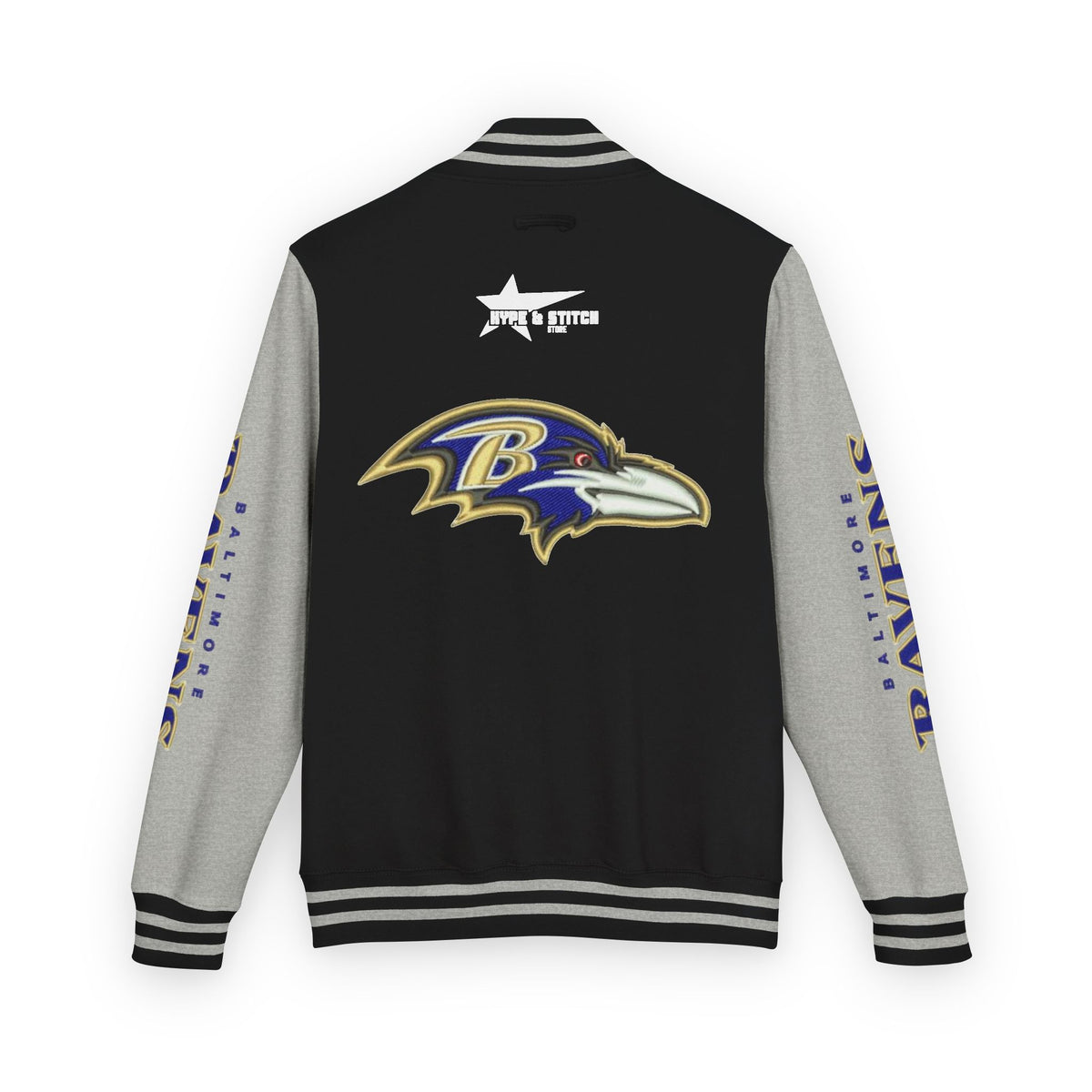 Baltimore Ravens Varsity Jacket – Unisex Letterman Jacket with Custom Sleeve Print & Team Logo