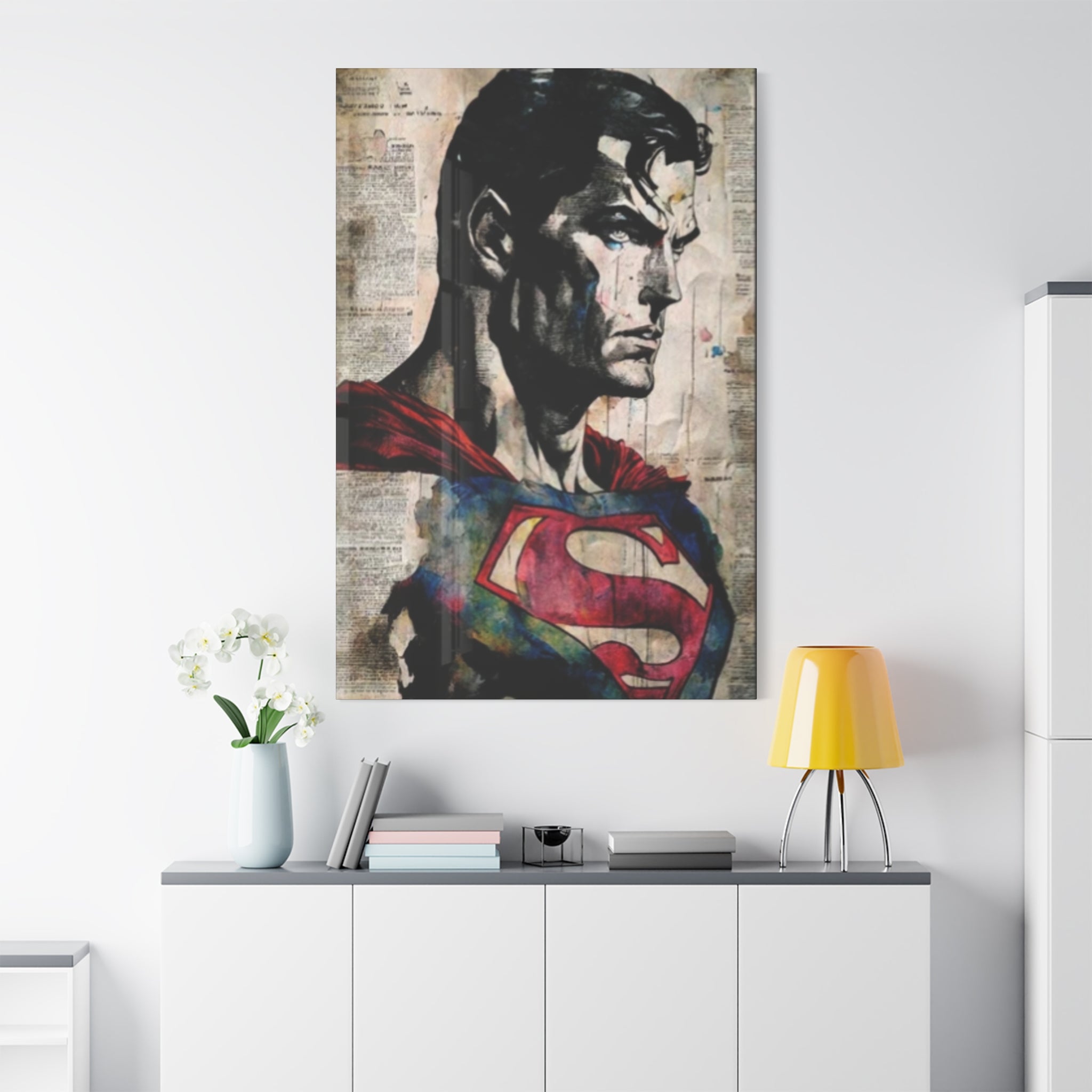 Superman Wall Art Vintage Newspaper Comic Print – Gritty Man of Steel Pop Art Poster