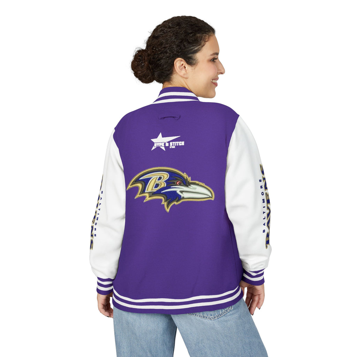 Baltimore Ravens Varsity Jacket – Unisex Letterman Jacket with Custom Sleeve Print & Team Logo