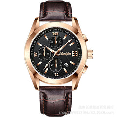 Business Casual Simple Fashion Leather Belt Round Men's Watch