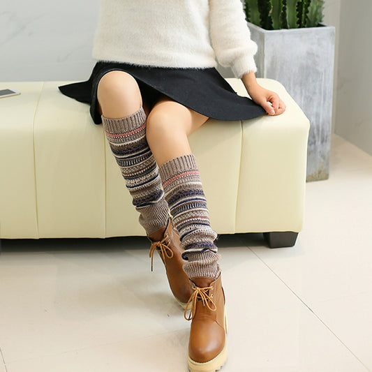 Vintage Colorful Striped Fashion Pile Socks