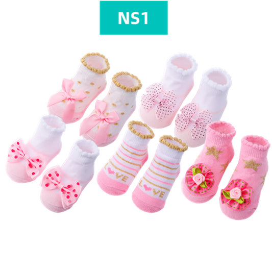 Fashion Striped Lace Flower Bow Socks