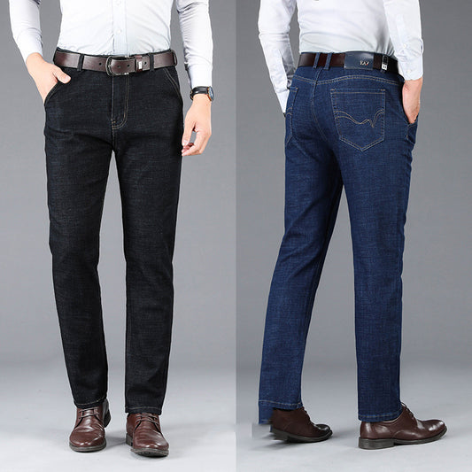 Middle-aged Loose Straight Mid-waist Stretch Business Pants