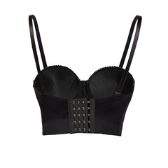Strap Adjustable Beaded Crop Rhinestone Bra
