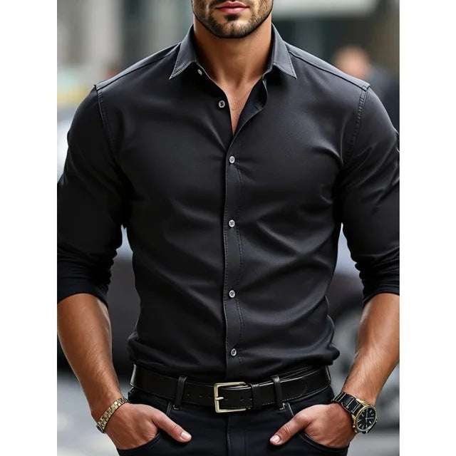Bolubao Men Smart Casual Shirt Brand Fashion Solid Color